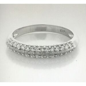 3/4 CT. Round Pave Sim Diamond Milgrain Knife Edge Bridal/Anniversary Band Sz 9